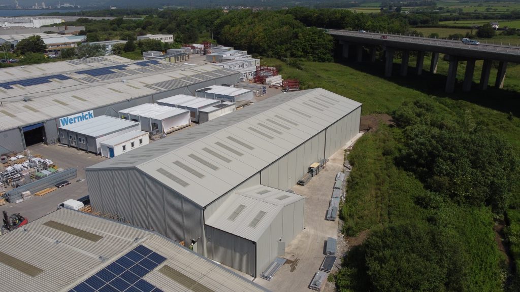 Prefabricated industrial steel building with rooflights in Kenfig, manufactured by Saredon Steel Buildings Ltd